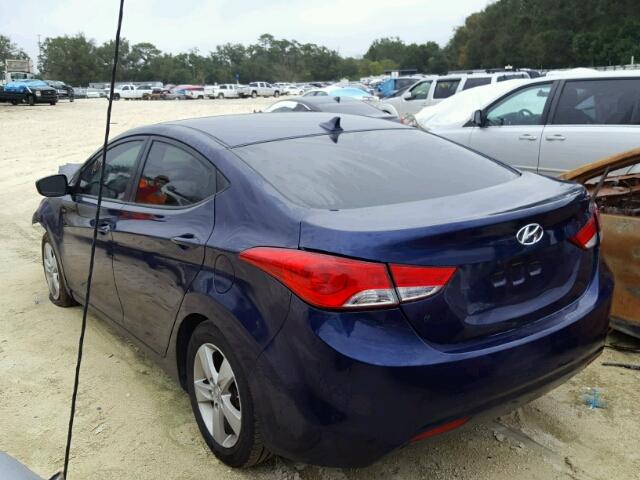 5NPDH4AE5DH301559 - 2013 HYUNDAI ELANTRA GL BLUE photo 3