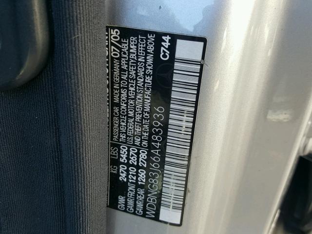 WDBNG83J66A483936 - 2006 MERCEDES-BENZ S 430 4MAT GRAY photo 10