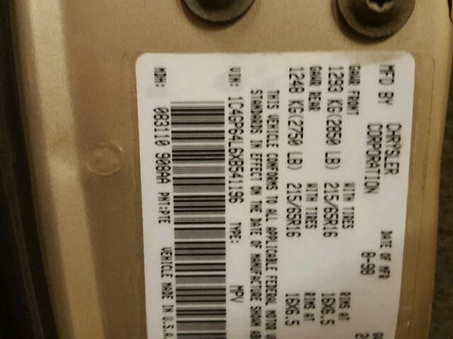 1C4GP64L6XB541196 - 1999 CHRYSLER TOWN & COU GOLD photo 10