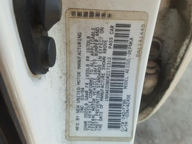 1NXAE09B0RZ171312 - 1994 TOYOTA COROLLA LE 白色 照片 10