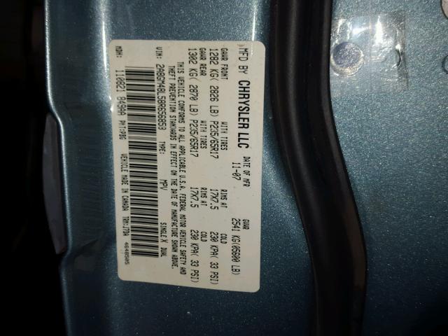2A8GM48L58R656858 - 2008 CHRYSLER PACIFICA L BLUE photo 10