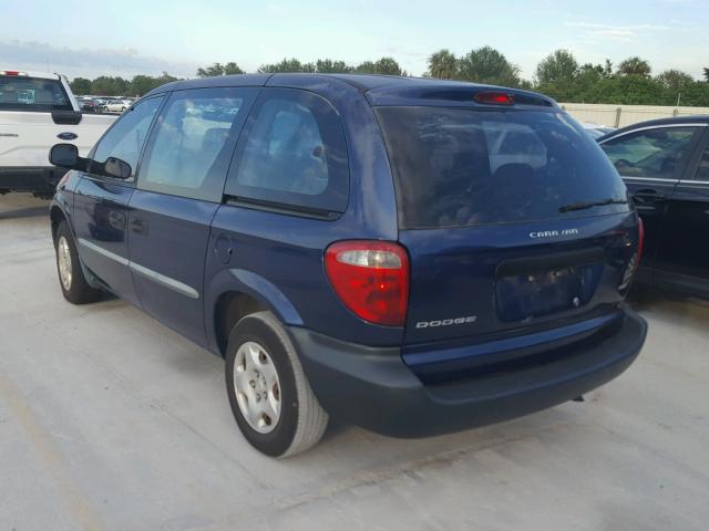 1B4GP25B42B739277 - 2002 DODGE CARAVAN SE BLUE photo 3