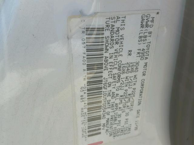 JT6GF10U5Y0054340 - 2000 LEXUS RX 300 WHITE photo 10