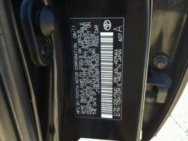 JTDBU4EE5B9159023 - 2011 TOYOTA COROLLA BA BLACK photo 10