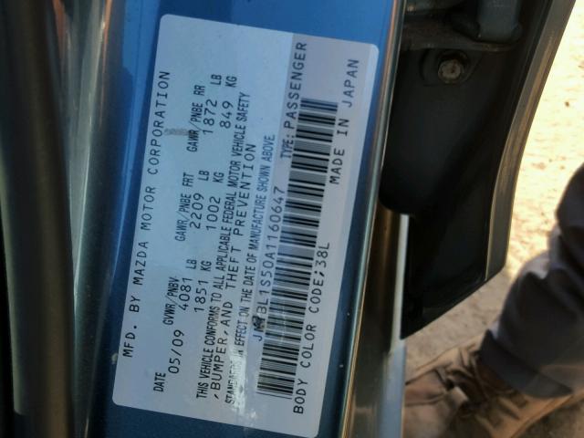 JM1BL1S50A1160647 - 2010 MAZDA 3 S BLUE photo 10