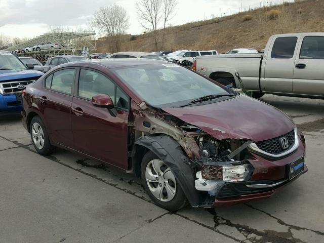 19XFB2F58DE049883 - 2013 HONDA CIVIC LX MAROON photo 1