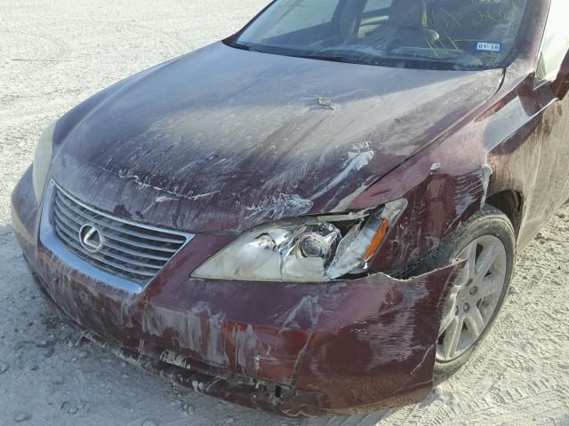 JTHBJ46G372152269 - 2007 LEXUS ES 350 BURGUNDY photo 9