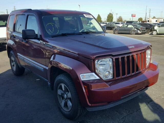 1J8GP28K28W212668 - 2008 JEEP LIBERTY SP BURGUNDY photo 1