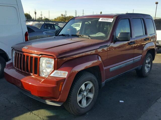 1J8GP28K28W212668 - 2008 JEEP LIBERTY SP BURGUNDY photo 2