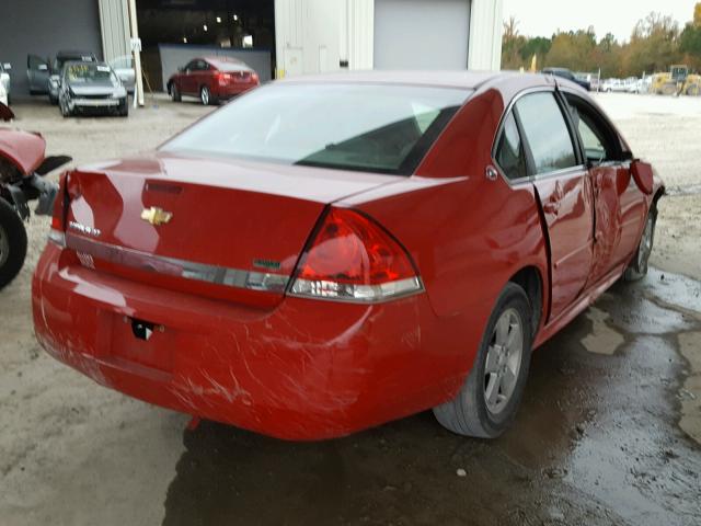 2G1WT57K391316329 - 2009 CHEVROLET IMPALA 1LT RED photo 4