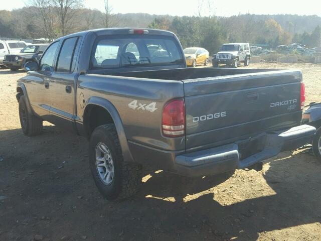 1D7HG38KX4S685422 - 2004 DODGE DAKOTA QUA GRAY photo 3