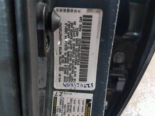 5Y2SL65876Z452100 - 2006 PONTIAC VIBE GRAY photo 10