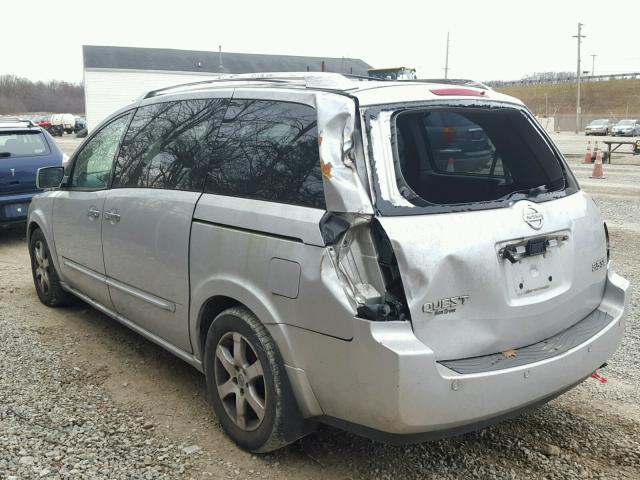 5N1BV28U57N137201 - 2007 NISSAN QUEST S SILVER photo 3