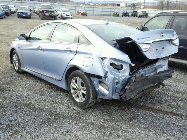 KMHEC4A48EA113911 - 2014 HYUNDAI SONATA HYB BLUE photo 3