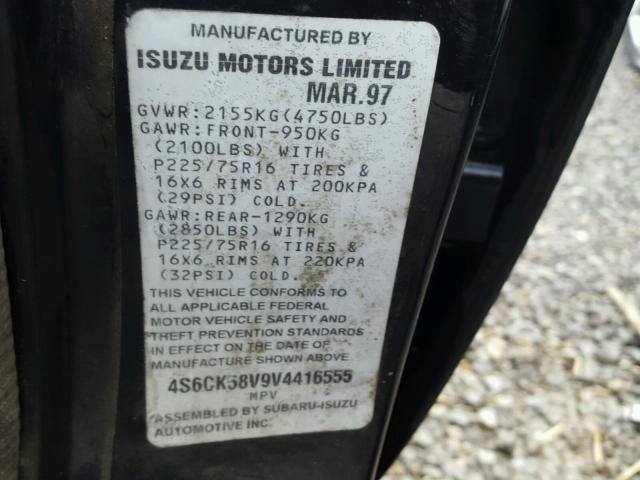 4S6CK58V9V4416555 - 1997 HONDA PASSPORT E 黑色 照片 10