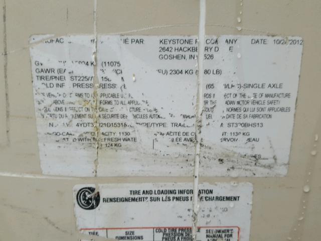 4YDT32021D1531870 - 2013 KEYSTONE SPRINTER WHITE photo 8