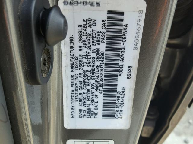 4T1BE32K53U714290 - 2003 TOYOTA CAMRY LE 灰色 照片 10
