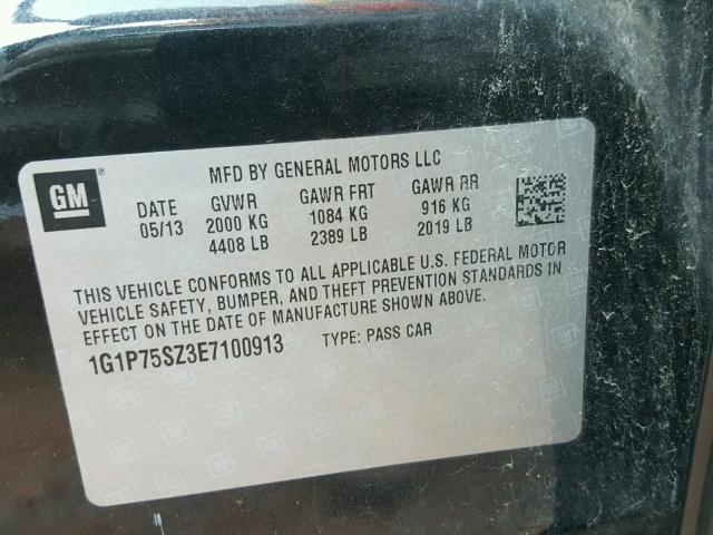 1G1P75SZ3E7100913 - 2014 CHEVROLET CRUZE BLACK photo 10