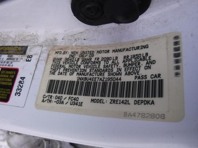 1NXBU4EE7AZ195044 - 2010 TOYOTA COROLLA BA WHITE photo 10