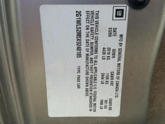 2G1WL52M5X9248185 - 1999 CHEVROLET LUMINA BAS ოქროსფერი ფოტო 10