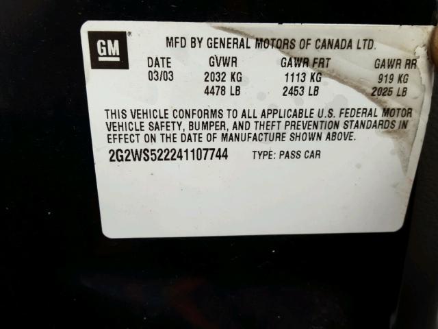 2G2WS522241107744 - 2004 PONTIAC GRAND PRIX 黑色 照片 10