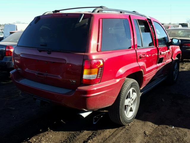 1J8GW68J32C264398 - 2002 JEEP GRAND CHER RED photo 4