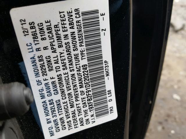 19XFB2F91DE202249 - 2013 HONDA CIVIC EXL 黑色 照片 10