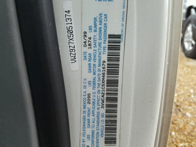 3VWCA21C5XM461679 - 1999 VOLKSWAGEN NEW BEETLE 白色 照片 10