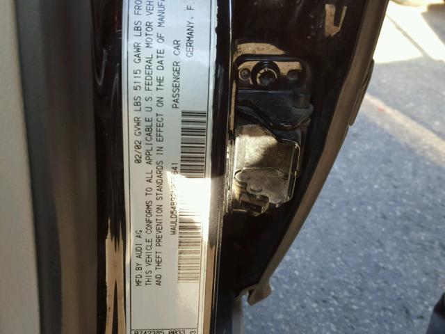 WAULD54B92N095641 - 2002 AUDI A6 2.7T QU BLACK photo 10