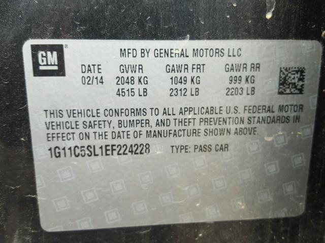 1G11C5SL1EF224228 - 2014 CHEVROLET MALIBU 1LT GRAY photo 10