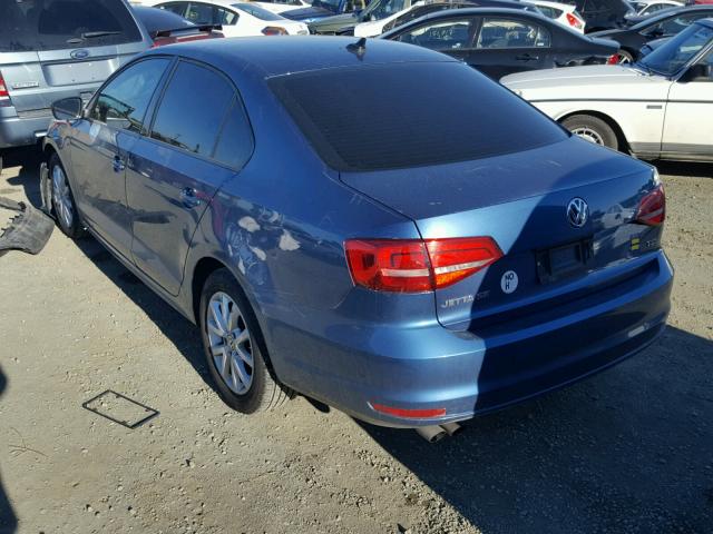 3VWD17AJ1FM256861 - 2015 VOLKSWAGEN JETTA SE BLUE photo 3