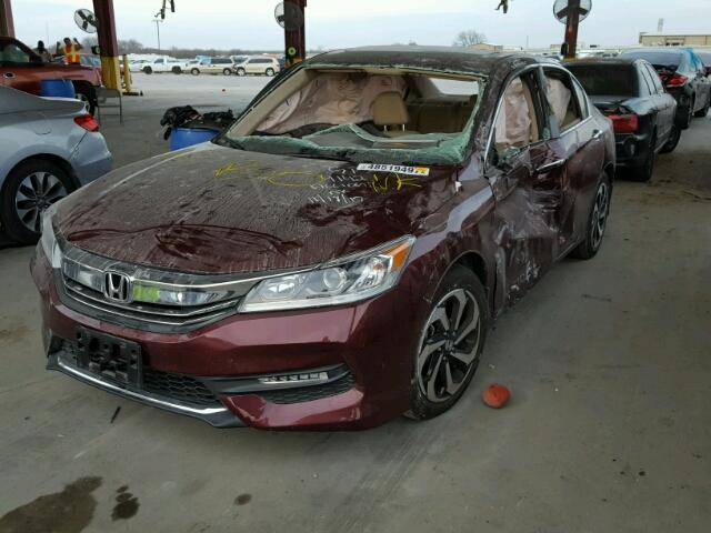 1HGCR2F84GA020690 - 2016 HONDA ACCORD EXL BURGUNDY photo 2