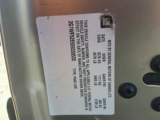 2G1WF52E559339535 - 2005 CHEVROLET IMPALA 棕色 照片 10