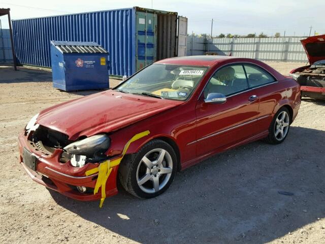 WDBTJ72H27F218047 - 2007 MERCEDES-BENZ CLK 550 RED photo 2