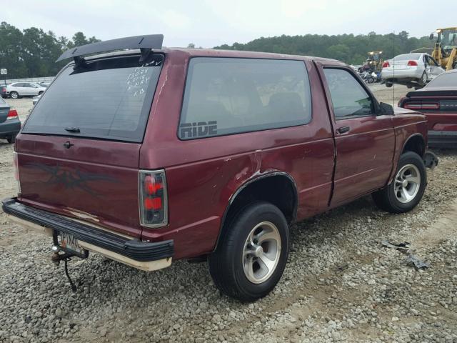 1GNCS18Z3L8124695 - 1990 CHEVROLET BLAZER S10 BURGUNDY photo 4