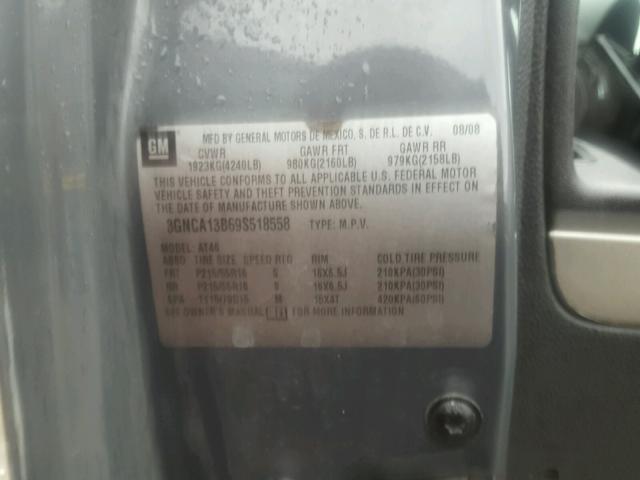 3GNCA13B69S518558 - 2009 CHEVROLET HHR LS GRAY photo 10