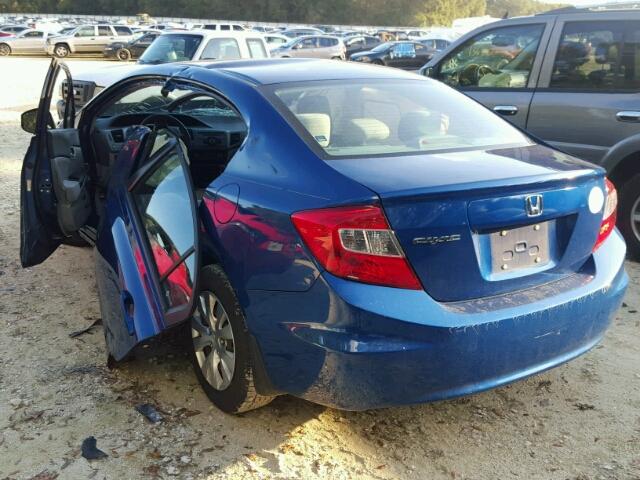 19XFB2F52CE080660 - 2012 HONDA CIVIC LX BLUE photo 3