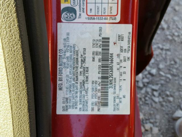 3LNHL2GC6BR766044 - 2011 LINCOLN MKZ Rojo foto 10