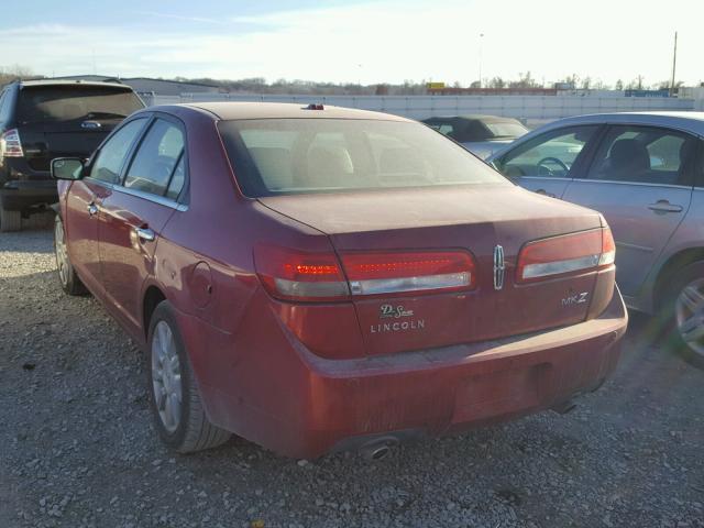 3LNHL2GC6BR766044 - 2011 LINCOLN MKZ RED photo 3