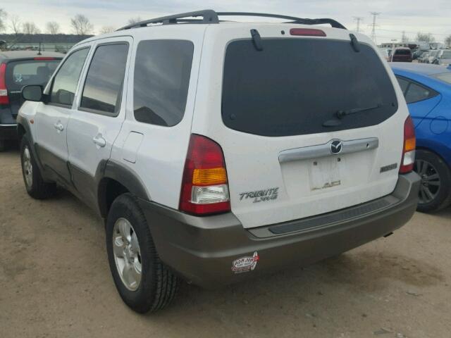 4F2YU08122KM41852 - 2002 MAZDA TRIBUTE LX WHITE photo 3