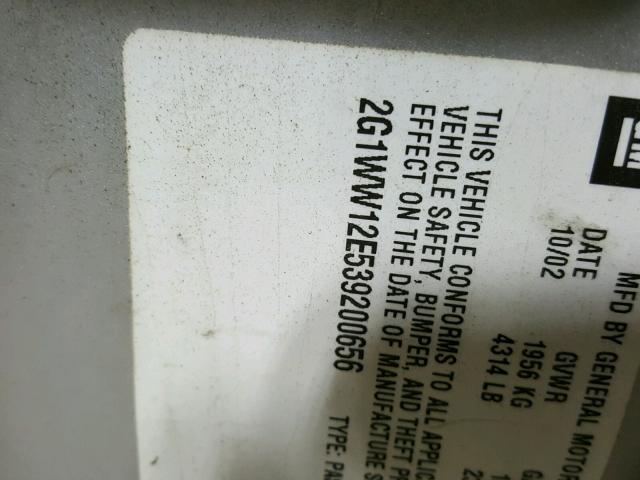 2G1WW12E539200656 - 2003 CHEVROLET MONTE CARL 银色 照片 10