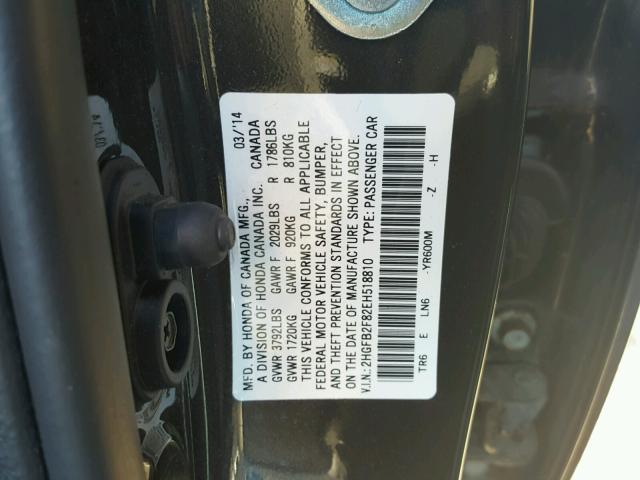 2HGFB2F82EH518810 - 2014 HONDA CIVIC EX 棕色 照片 10