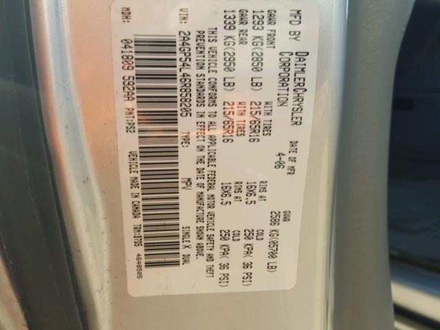 2A4GP54L46R858205 - 2006 CHRYSLER TOWN & COU 银色 照片 10