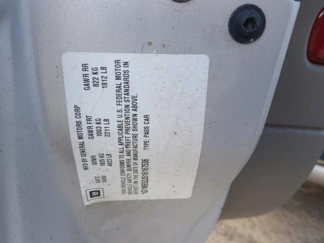 1G1NE52J516167536 - 2001 CHEVROLET MALIBU LS 银色 照片 10