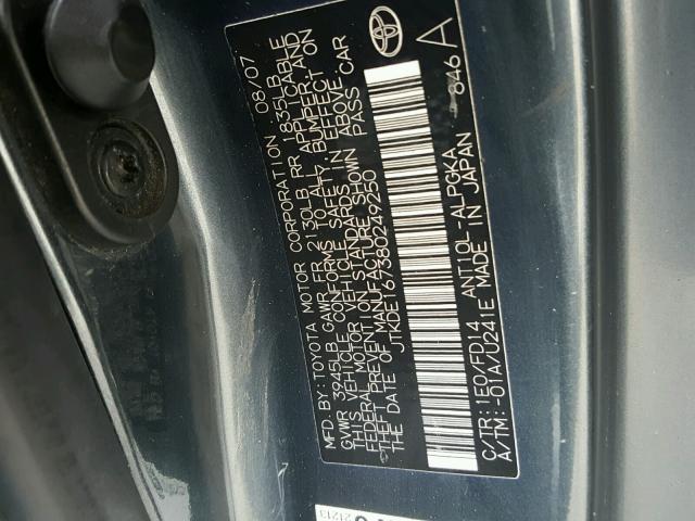JTKDE167380249250 - 2008 TOYOTA SCION TC 灰色 照片 10