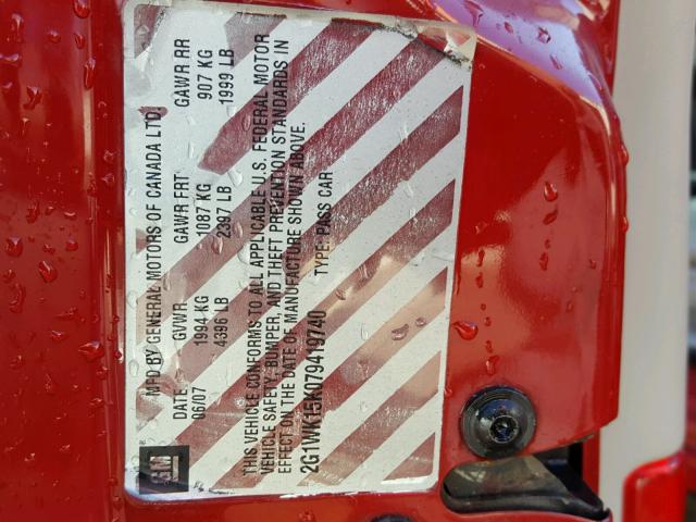 2G1WK15K079419740 - 2007 CHEVROLET MONTE CARL RED photo 10