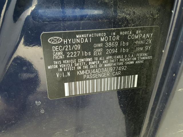 KMHDU4AD3AU977492 - 2010 HYUNDAI ELANTRA BL BLUE photo 10