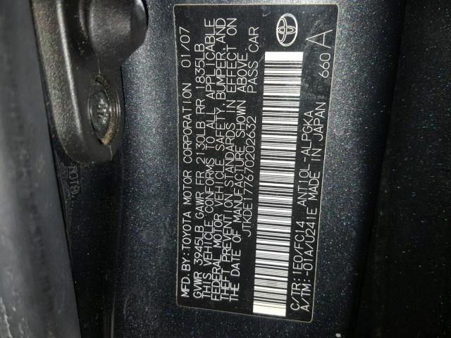 JTKDE177670202632 - 2007 TOYOTA SCION TC 石墨色 照片 10