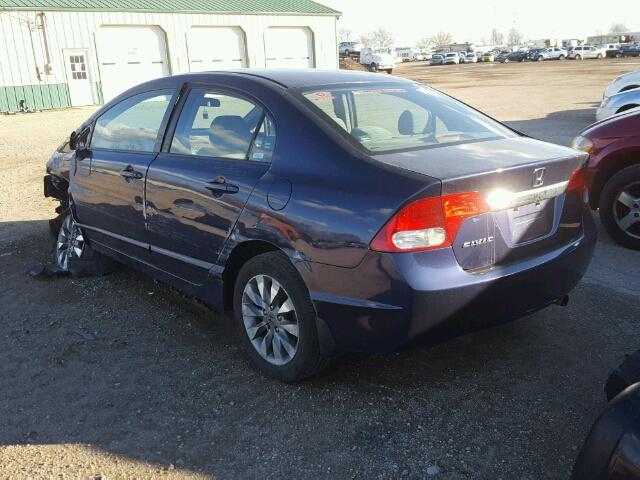 1HGFA15879L026345 - 2009 HONDA CIVIC EX BLUE photo 3