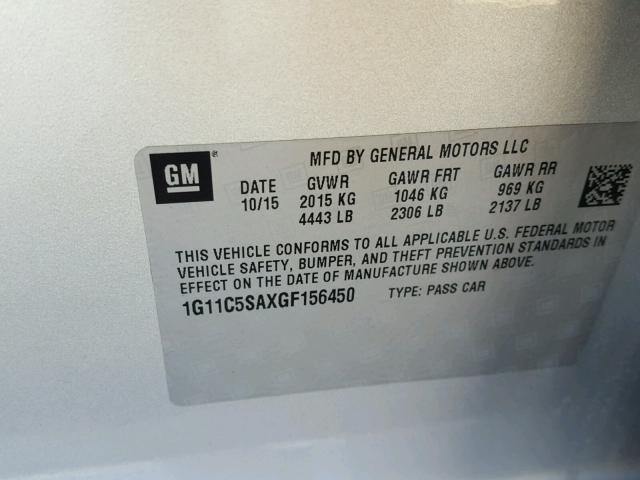 1G11C5SAXGF156450 - 2016 CHEVROLET MALIBU LIM 银色 照片 10